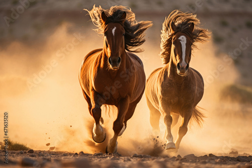 Horses gallop in the wild © Venka