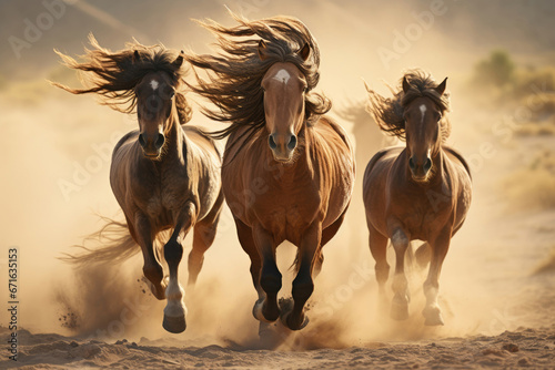 Horses gallop in the wild