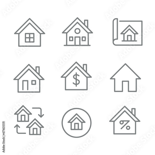 real estate and homes thin line icons