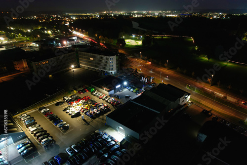Canvastavla Gorgeous High Angle View of Illuminated British City at Just After Sunset