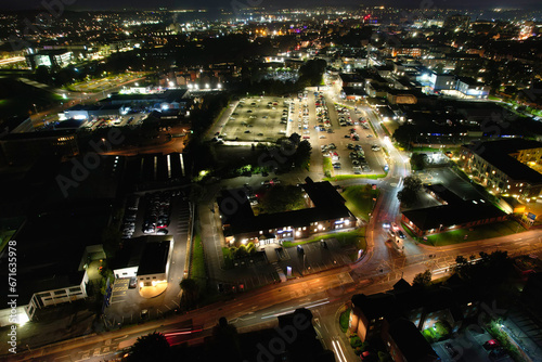 Aerial Footage of Illuminated City of England During Night © Altaf Shah