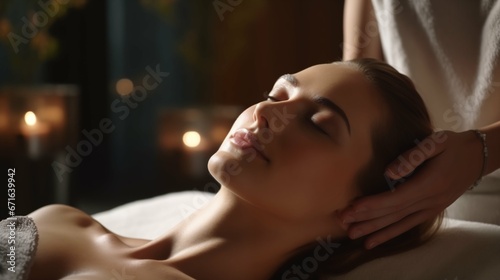 Woman Indulging in Luxurious Spa Treatments  be Massaged  Relaxing