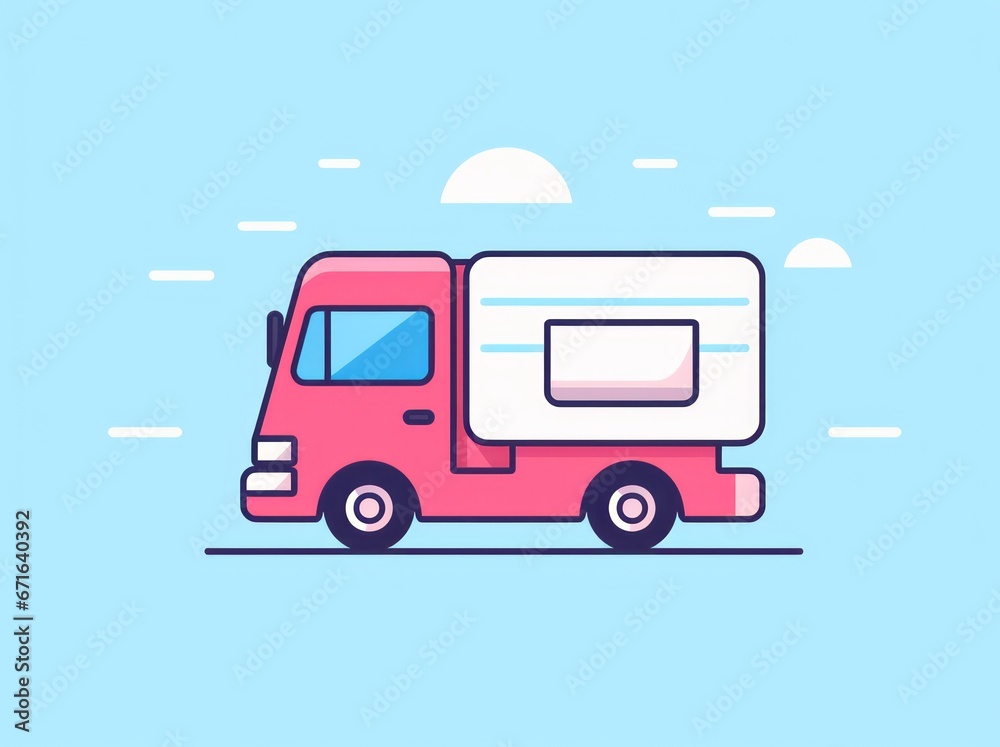 Depicting efficient logistics, a vibrant delivery truck poised for transportation of goods and services. Depicting efficient logistics, a vibrant delivery truck poised for transportation of goods and services.