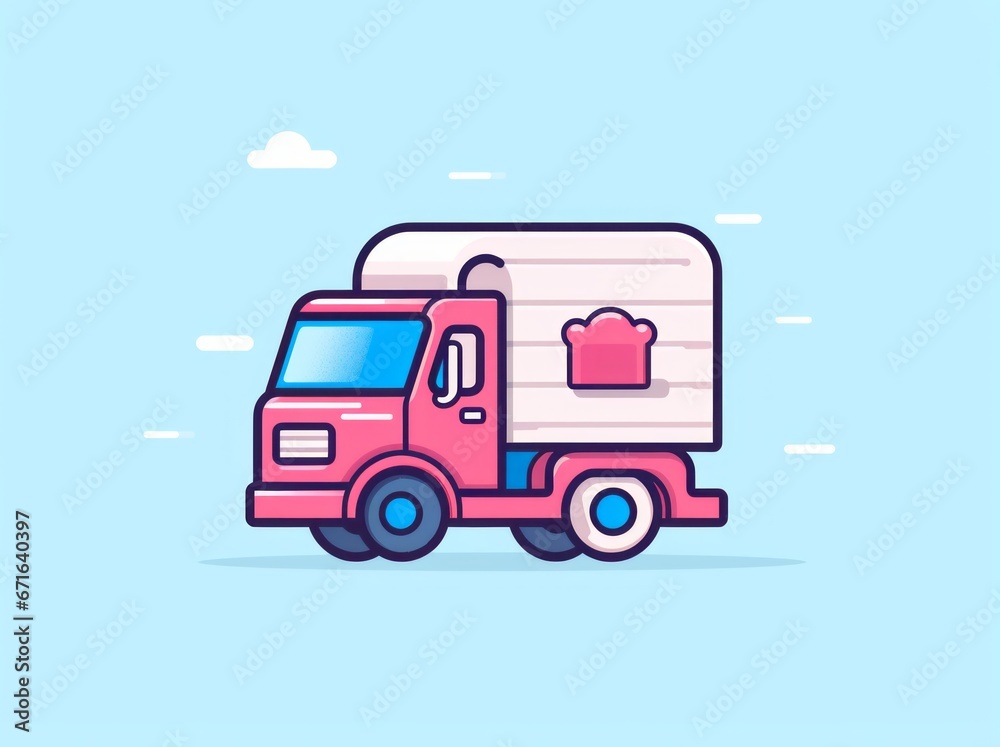 Depicting efficient logistics, a vibrant delivery truck poised for transportation of goods and services. Depicting efficient logistics, a vibrant delivery truck poised for transportation of goods and services.