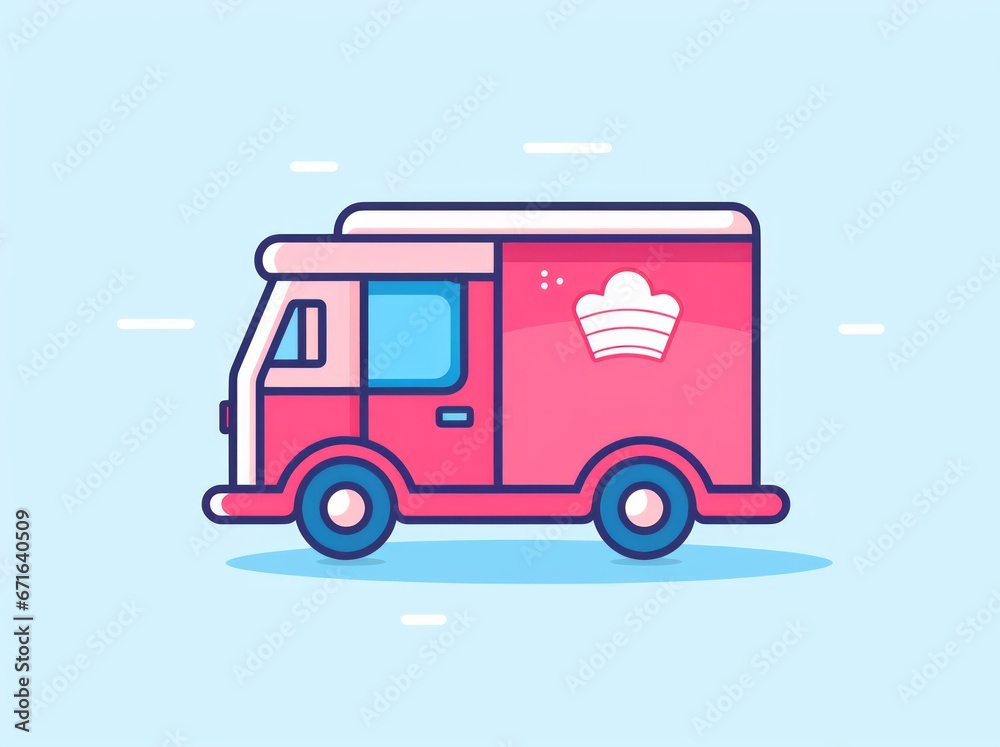 Depicting efficient logistics, a vibrant delivery truck poised for transportation of goods and services. Depicting efficient logistics, a vibrant delivery truck poised for transportation of goods and services.