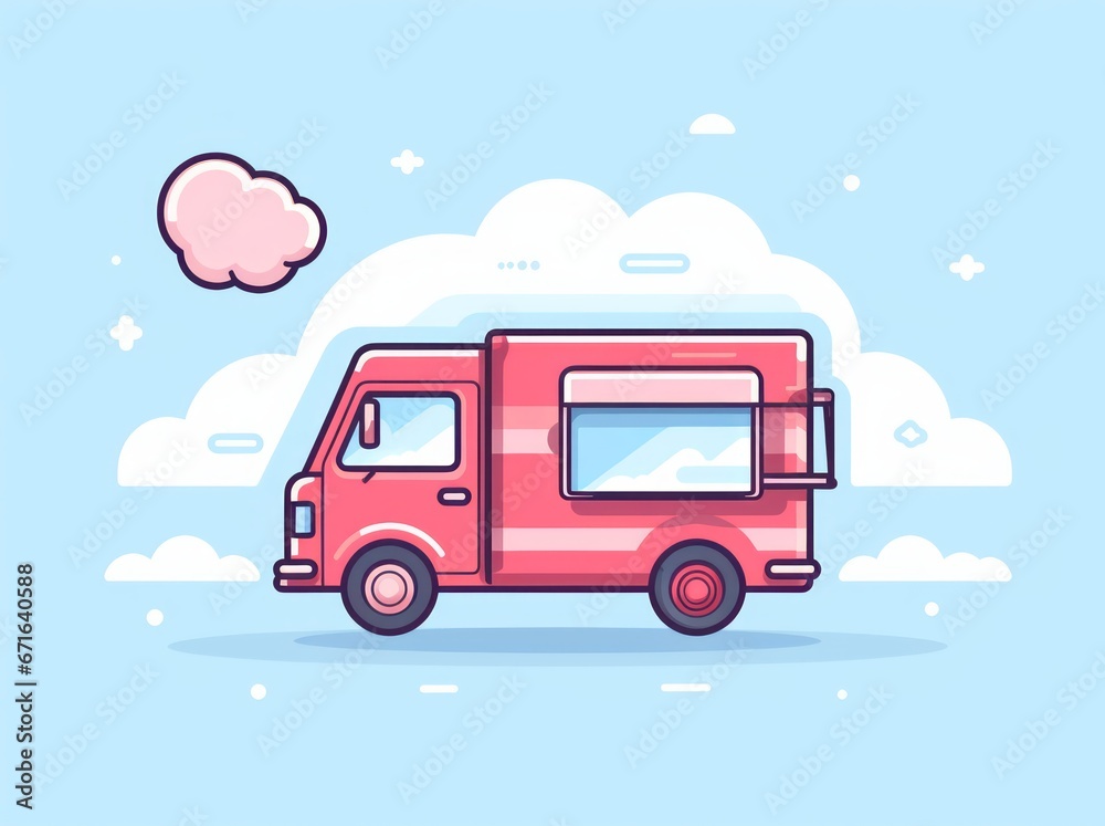 Depicting efficient logistics, a vibrant delivery truck poised for transportation of goods and services. Depicting efficient logistics, a vibrant delivery truck poised for transportation of goods and services.