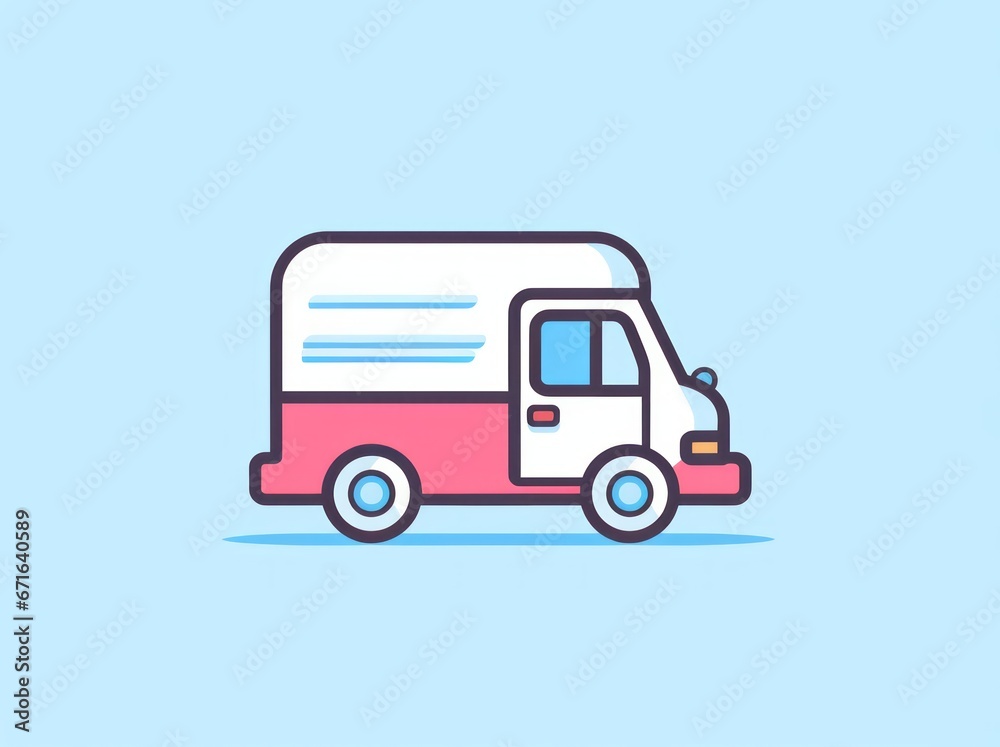 Depicting efficient logistics, a vibrant delivery truck poised for transportation of goods and services.