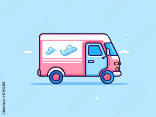 Depicting efficient logistics  a vibrant delivery truck poised for transportation of goods and services.