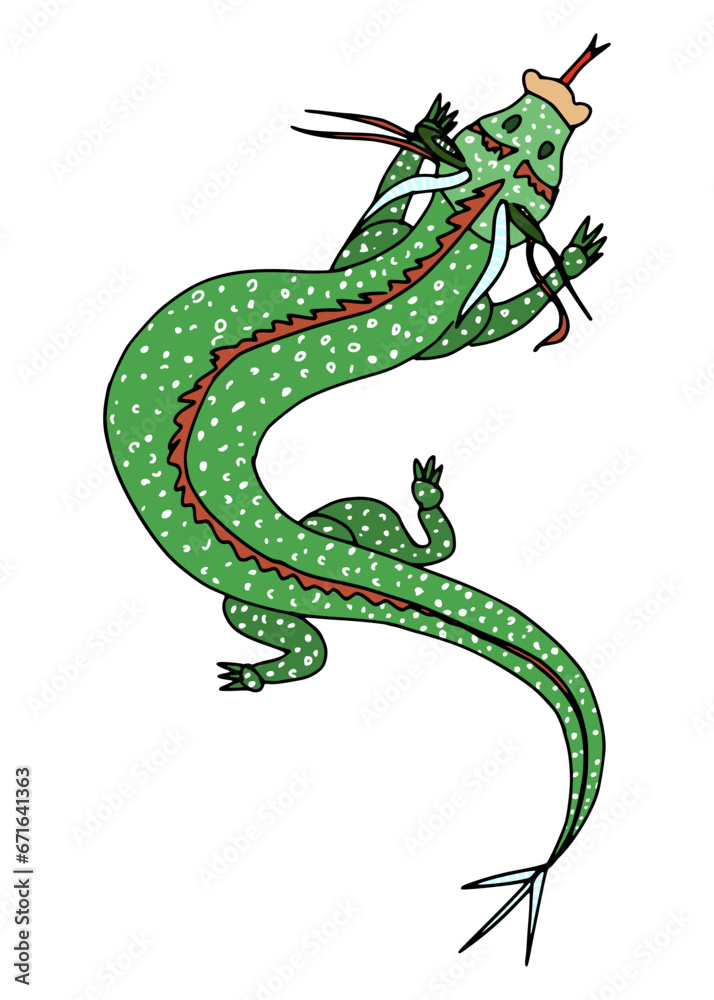 Obraz premium dragon lizard wriggling crawling doodle drawing