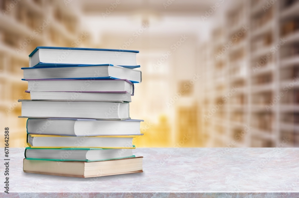 Book with opened old pages in library, AI generated image Book with opened old pages in library, AI generated image