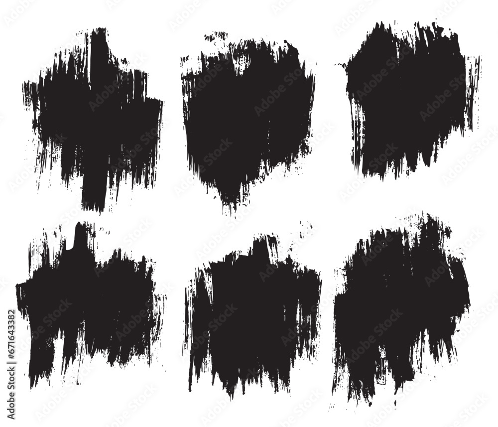 Grungy brush paint black color background template banner