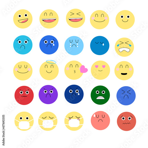 Set colorful emoji expressing emotions.