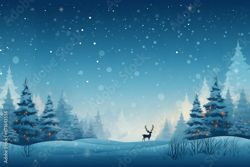 winter landscape with christmas tree and deer © Manjunder