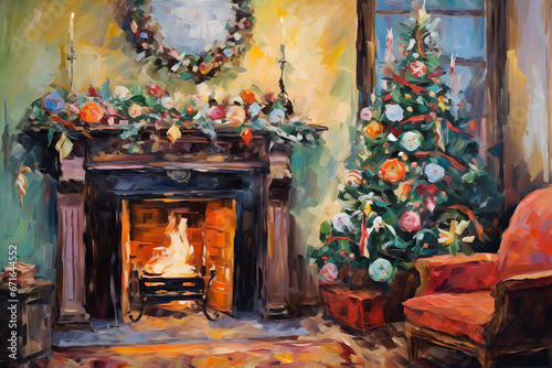 Christmas Fireplace Wall art Printable © michael