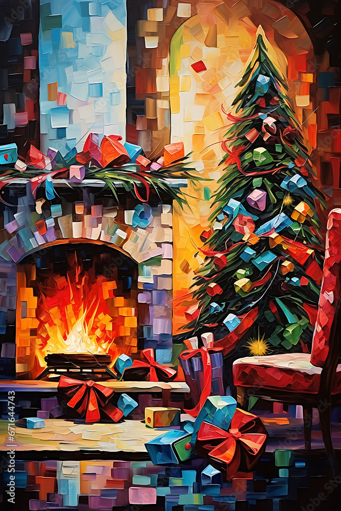 Christmas Fireplace Wall art Printable