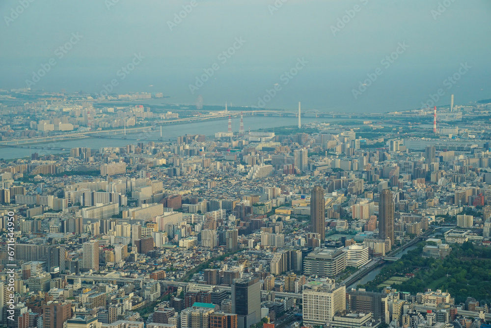 View of the Japanese city from Tokyo Skytree, Japan