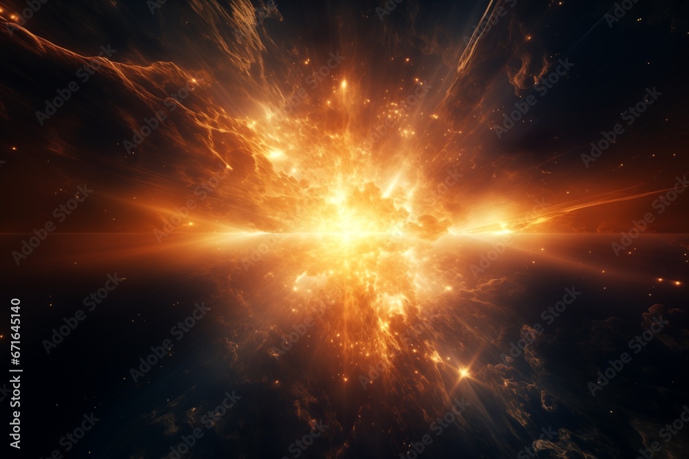 Sun explosion constellation supernova sci-fi scene - obrazy, fototapety, plakaty 