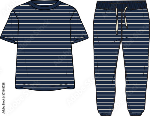 KIDS WEAR TEE AND PAJAMA SET VECTOR ILLUSTRATION