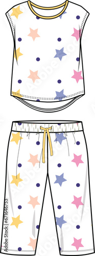 KIDS WEAR TEE AND PAJAMA SET VECTOR ILLUSTRATION