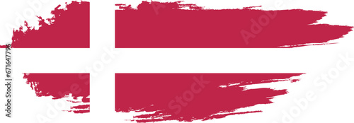 Denmark flag on brush paint stroke. 