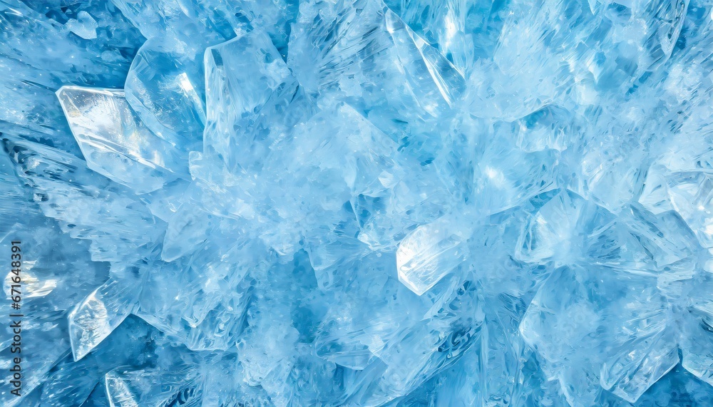 Abstract texture of bright ice crystals, blue fresh tone.