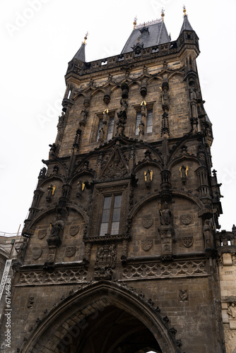 Gunpowder tower close-up in Prague