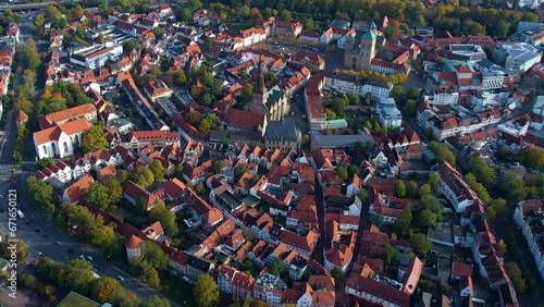 Aerial of the old town of Osnabrück in Germany on a cloudy autumn day photo