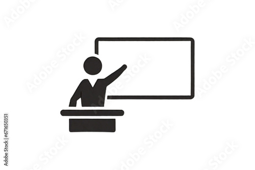 Presentation icon vector with outline style. Teaching, Training, and Education. Vector Icon Isolated on a White Background	