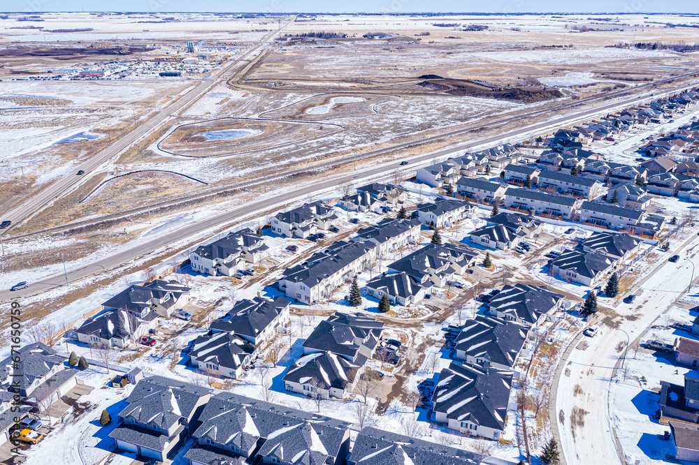 Aerial footage of Evergreen, Saskatoon