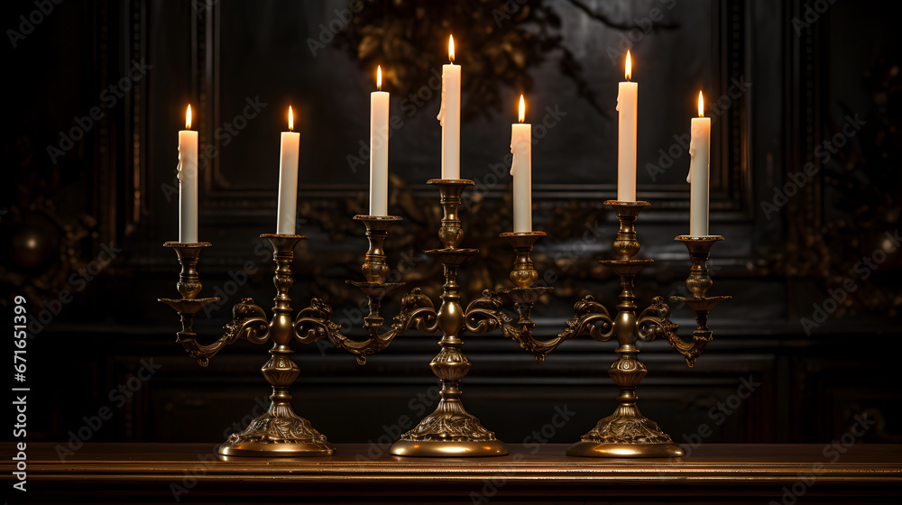candles in the candlestick on dark background candles in the candlestick on dark background