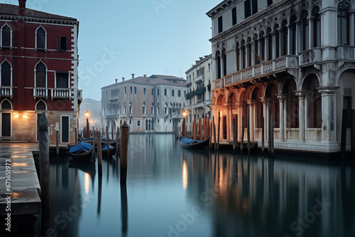 A long exposure photo of the Grand Canal in Venice, Italy. photo