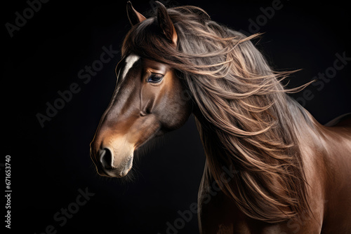 Portrait of horse with long mane