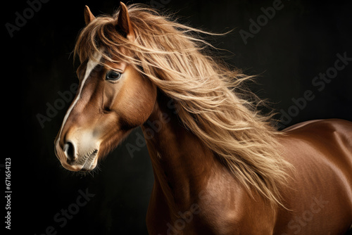 Portrait of horse with long mane © Veniamin Kraskov