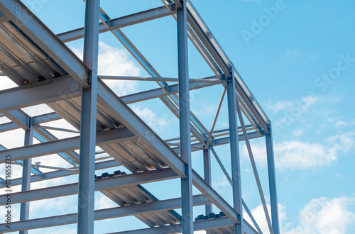 Steel frame commercial building under construction