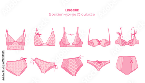 Lingerie de couleur rose pour la prévention du cancer du sein