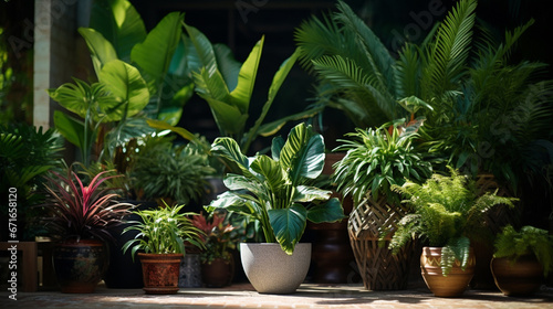 A set of potted plants