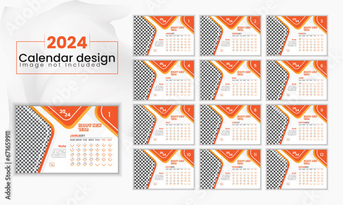 modern square business Calendar template design. orange color Flyer design