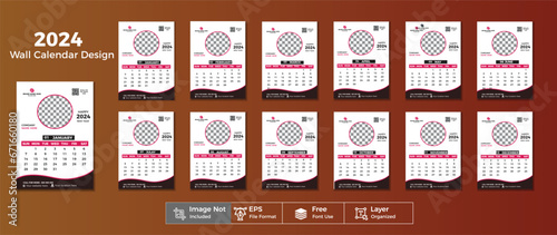 Modern Corporate Business Wall Calendar Design template 2024 With office or business