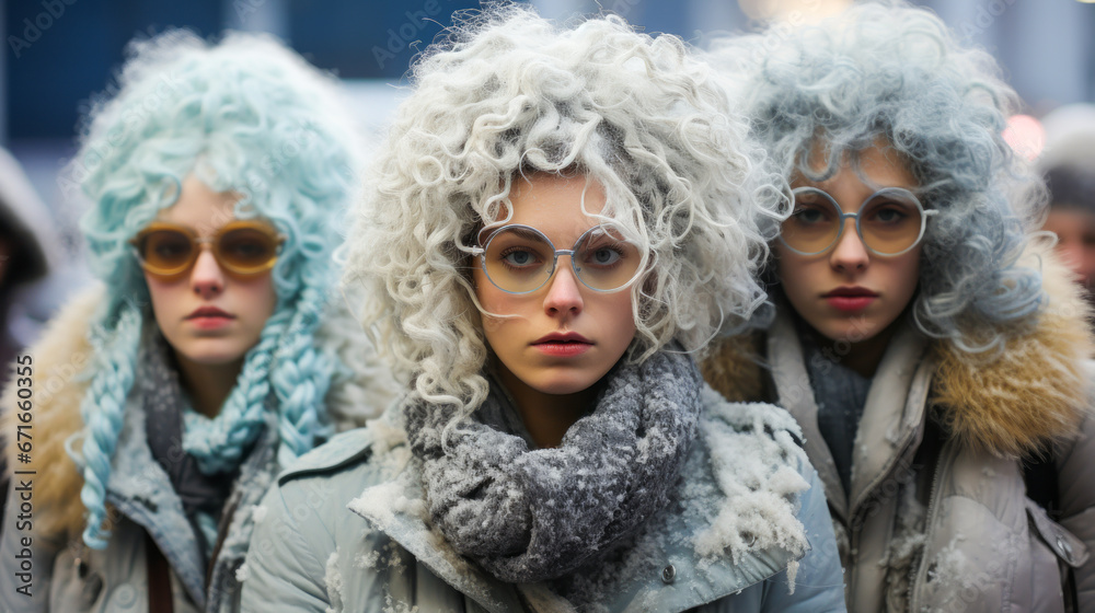 Participants with oddly frozen hair at Canadian contest. Participants with oddly frozen hair at Canadian contest.
