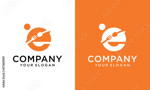 fork spoon restaurant initial e logo vector icon illustration