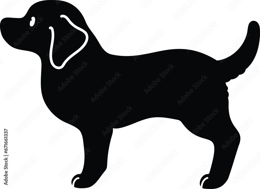 Simple and cute silhouette of Beagle dog with details