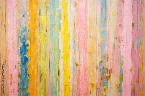 Colorful stripes painted on wood