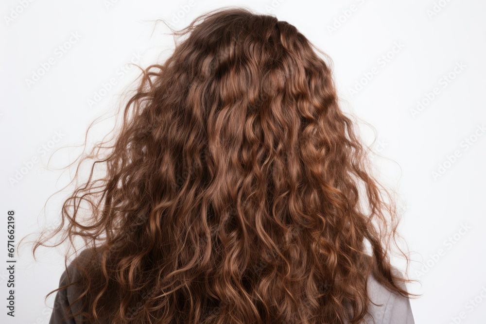 Naklejka premium Dry, damaged brown hair on white background.