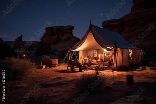 camping in the desert wilderness dreamy night sky background