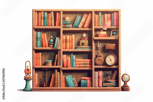 Illustration of a bookshelf. Generative AI