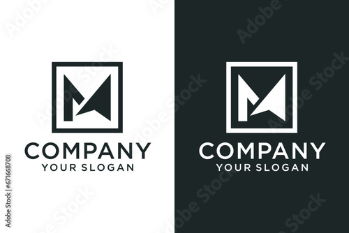 m flat logo template letter M arrow logo Unique modern creative elegant logotype photo