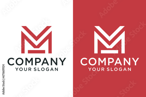 Red letter M logo monogram, overlapping lines marking the initial M V