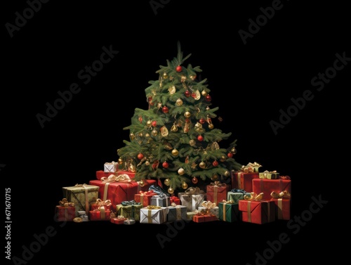 christmas tree and gifts, NO BACKGROUND