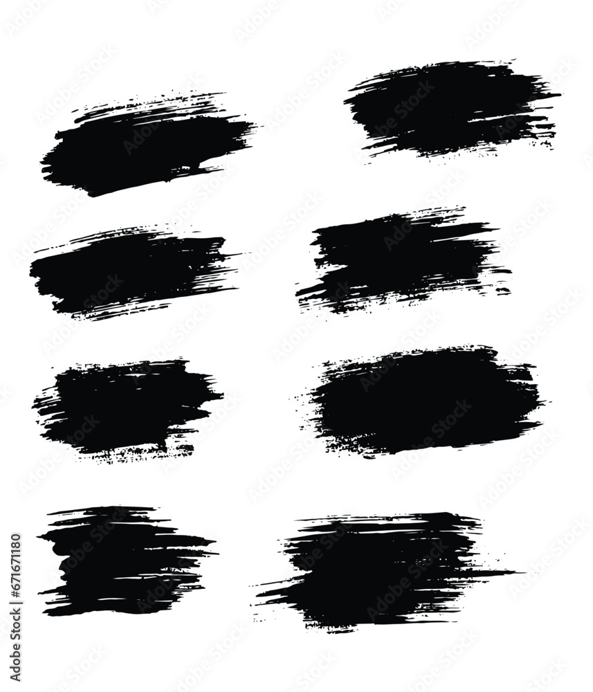 Set of black color smears isolated thick background Set of black color smears isolated thick background