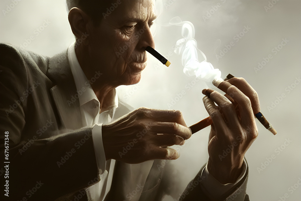 Fototapeta premium man smoking cigarette, Generative AI